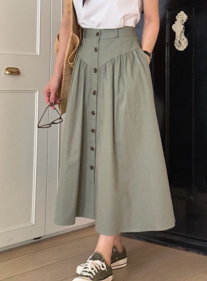 Elmu - Korean Women Fashion - #shopsmall - To You Button Skirt - 5