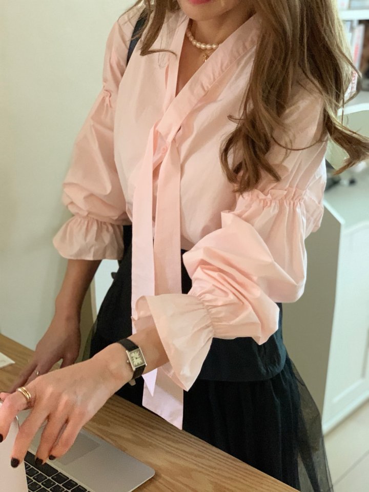 Elmu - Korean Women Fashion - #thatsdarling - Bandi Tie Shirt - 5