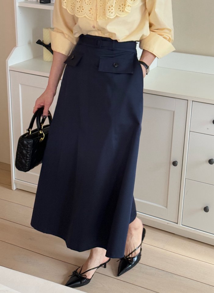 Elmu - Korean Women Fashion - #vintageinspired - Pepper Belt Skirt