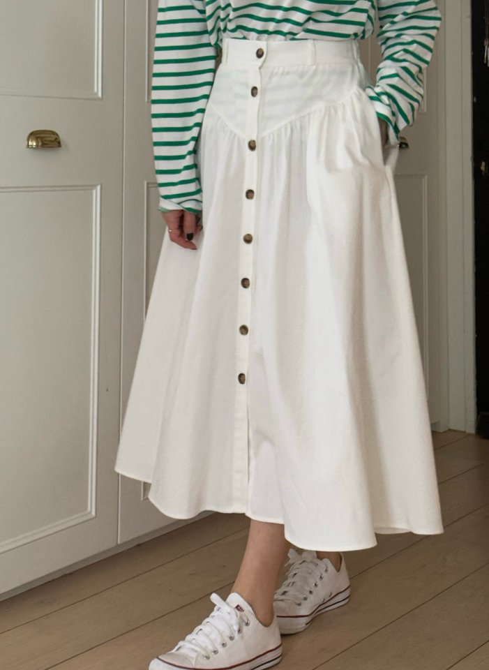Elmu - Korean Women Fashion - #vintagekidsstyle - To You Button Skirt