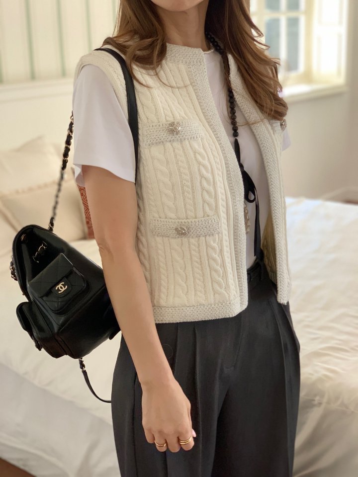 Elmu - Korean Women Fashion - #womensfashion - Tiffany Knit Vest - 7
