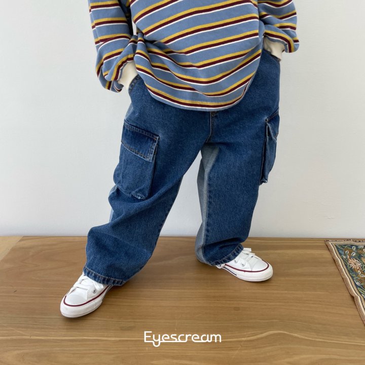 Eyescream - Korean Children Fashion - #kidzfashiontrend - Signature Cargo Denim Pants - 8