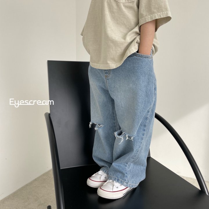 Eyescream - Korean Children Fashion - #littlefashionista - Vintage Slit Denim Pants - 5