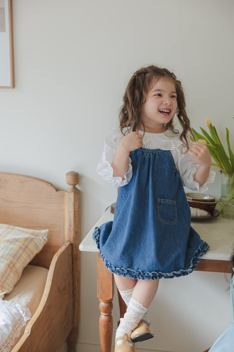 Flo - Korean Children Fashion - #discoveringself - Muffin Denim One-piece - 10