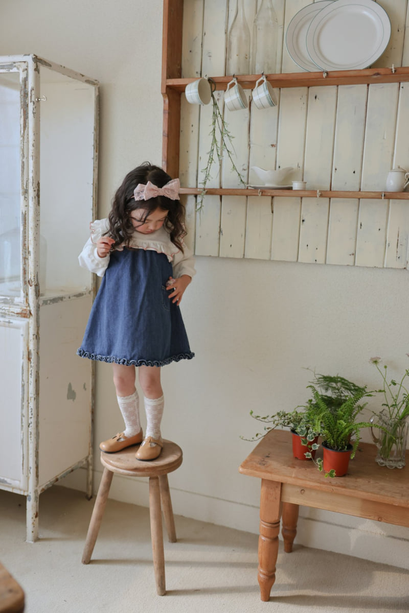 Flo - Korean Children Fashion - #prettylittlegirls - Muffin Denim One-piece - 3
