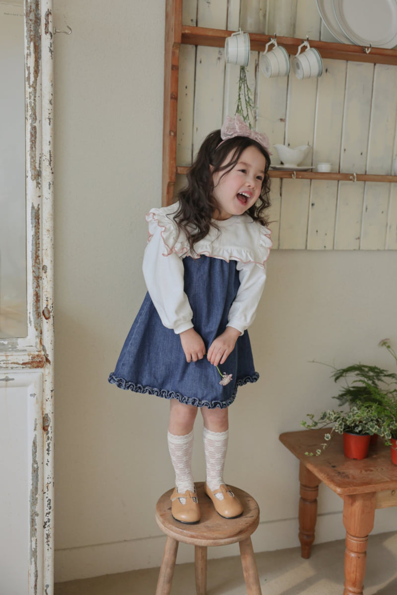 Flo - Korean Children Fashion - #stylishchildhood - Muffin Denim One-piece - 6