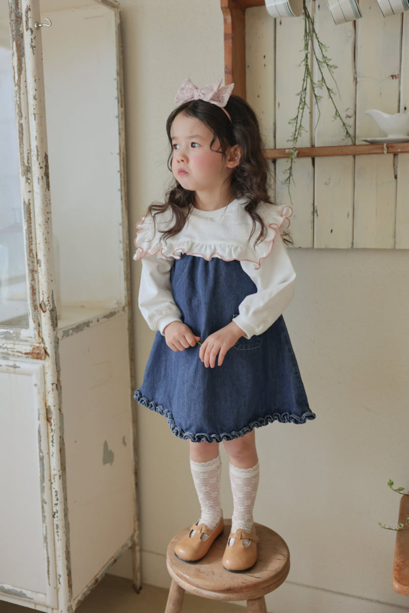 Flo - Korean Children Fashion - #prettylittlegirls - Muffin Denim One-piece - 4