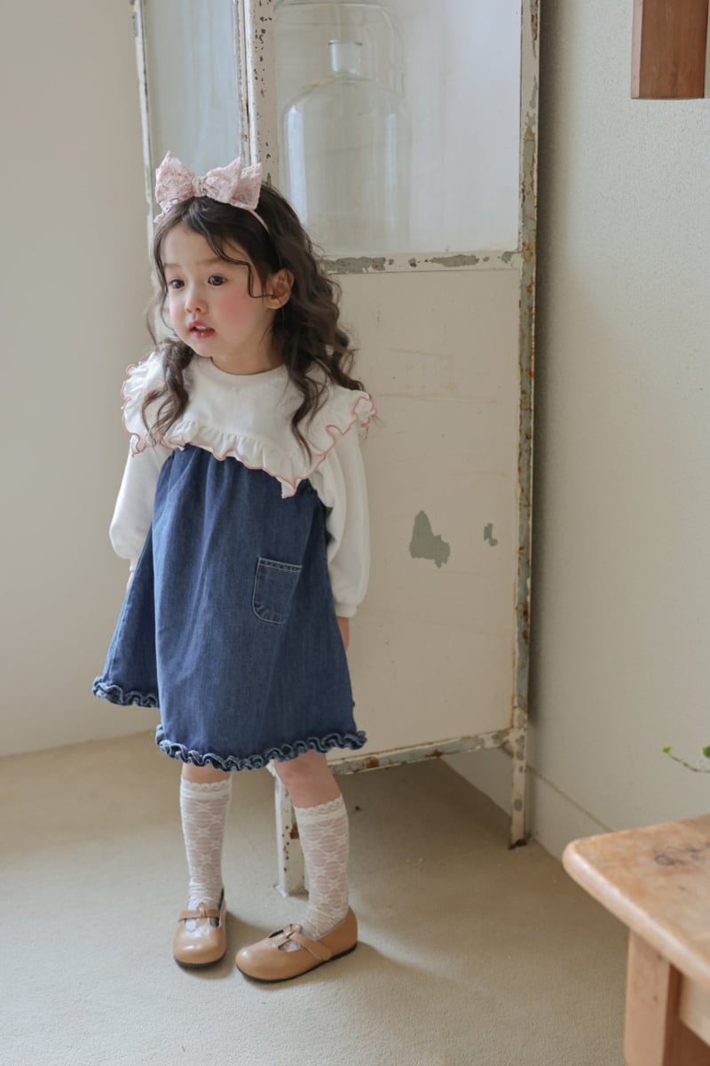 Flo - Korean Children Fashion - #toddlerclothing - Muffin Denim One-piece - 5
