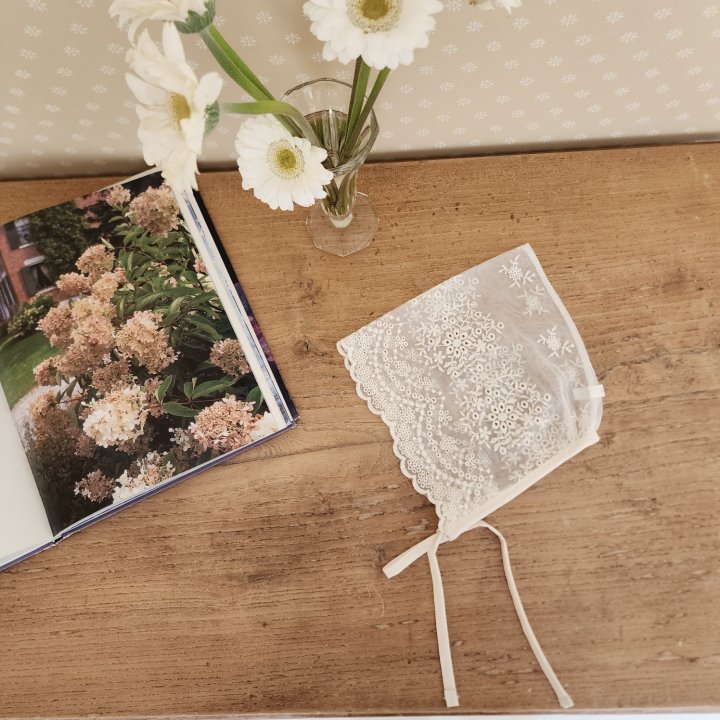 From J - Korean Baby Fashion - #babyootd - Mesh Lace Bonnet - 4