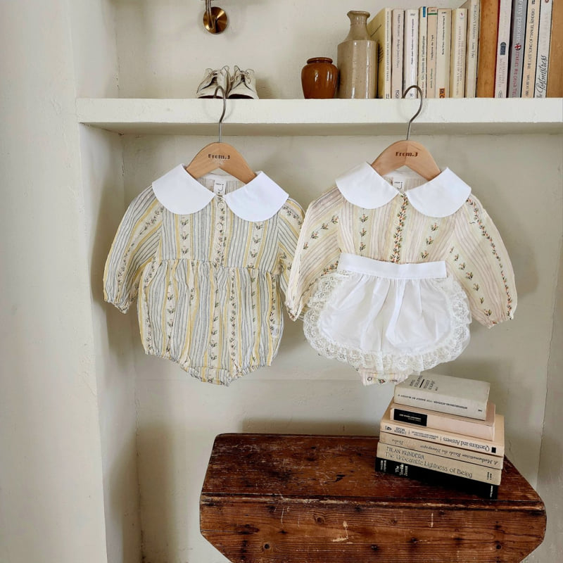 From J - Korean Baby Fashion - #babyoutfit - Louis Jacquard Suit Apron Set - 12