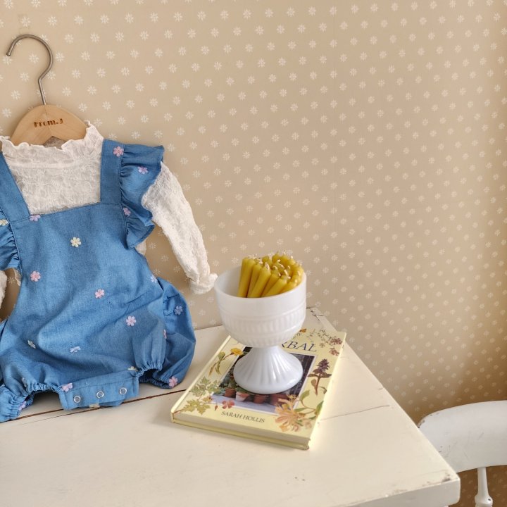 From J - Korean Baby Fashion - #onlinebabyshop - Flower Embroidered Blue Suit - 11