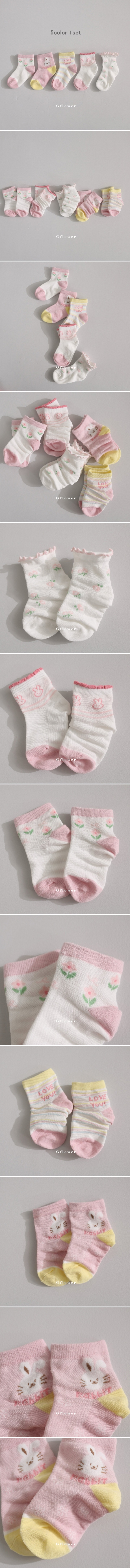 G Flower - Korean Baby Fashion - #babyoutfit - Pink Rabbit Socks Set