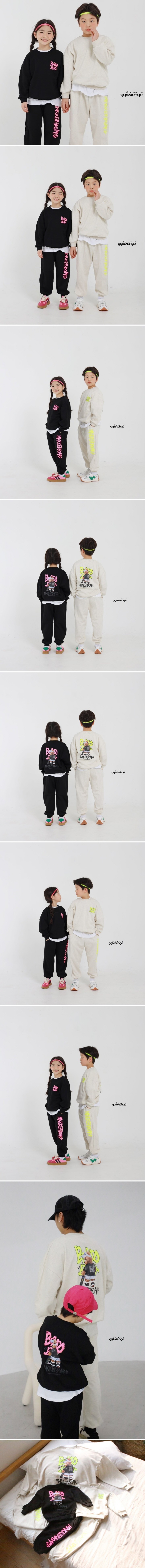 Ggomenge - Korean Children Fashion - #Kfashion4kids - Board Bear Top Bottom Set with Mom