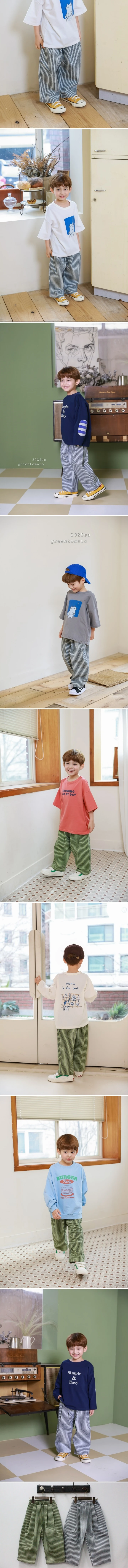 Green Tomato - Korean Children Fashion - #kidsshorts - Small Stripe Pleated Pants