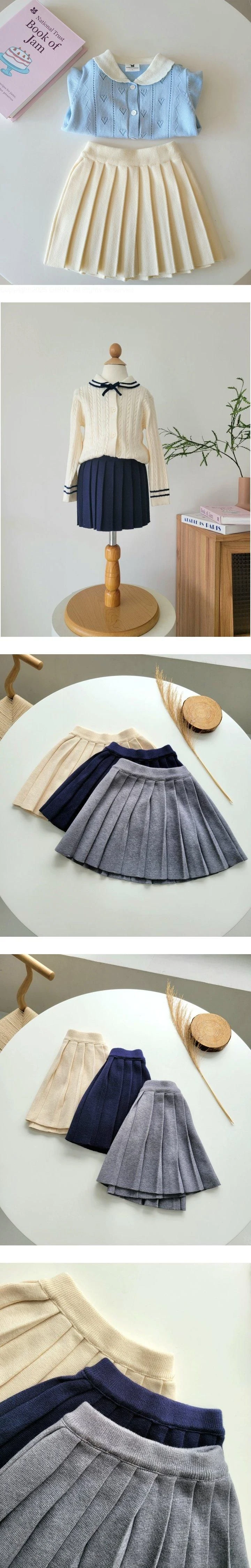 Hanacoco - Korean Children Fashion - #kidzfashiontrend - Pleated Knit Skirt