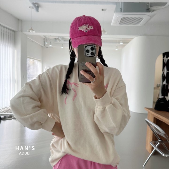Han's - Korean Women Fashion - #momslook - Salt Ribbon Sweatshirts MOM - 10
