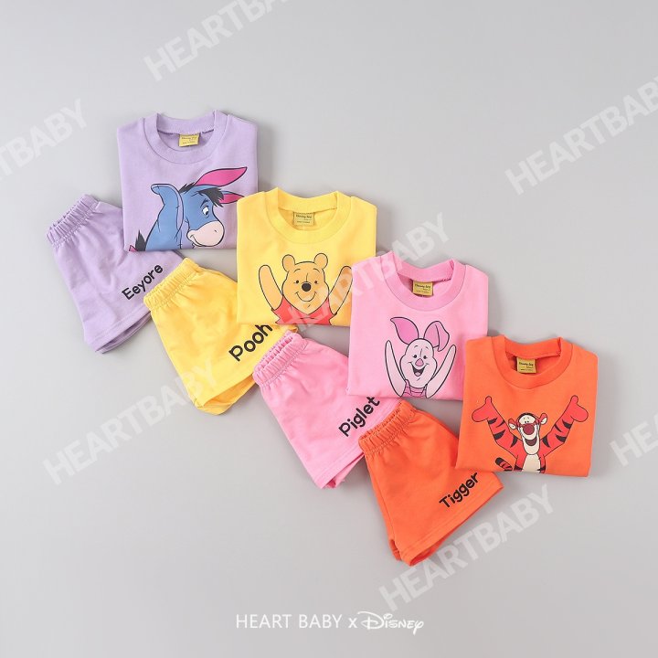 Heart Baby - Korean Children Fashion - #discoveringself - Friends Shorts Top Bottom Set - 3