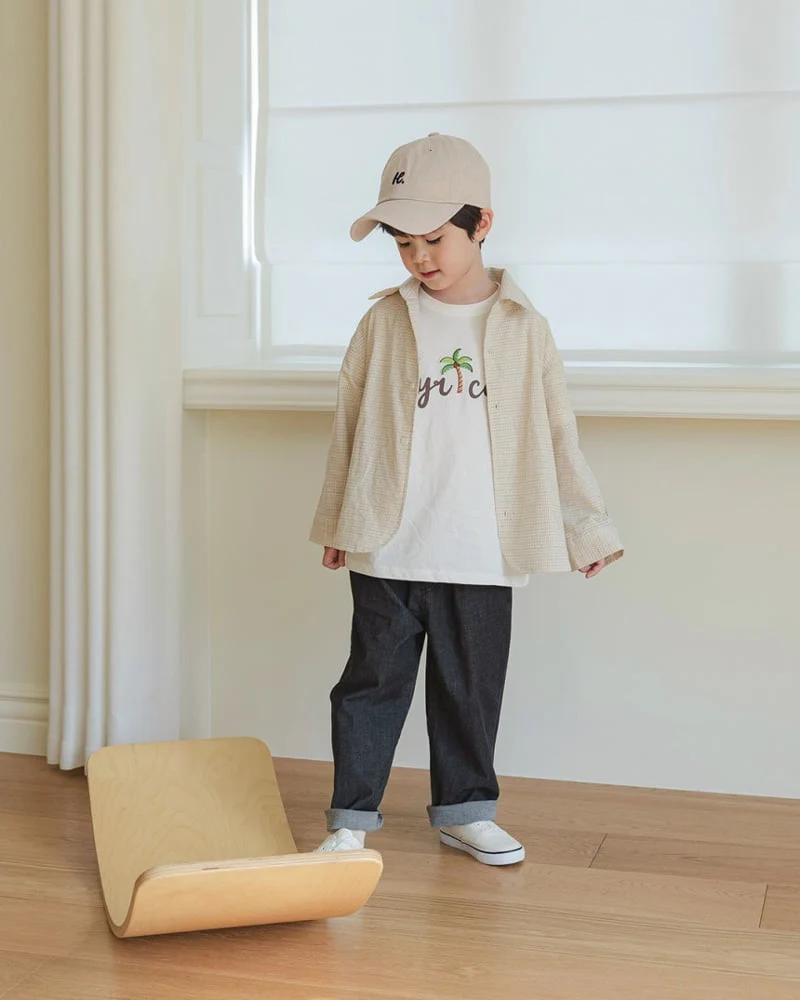 Here I Am - Korean Children Fashion - #kidsshorts - Palm Tree Short Sleeve Tee - 3