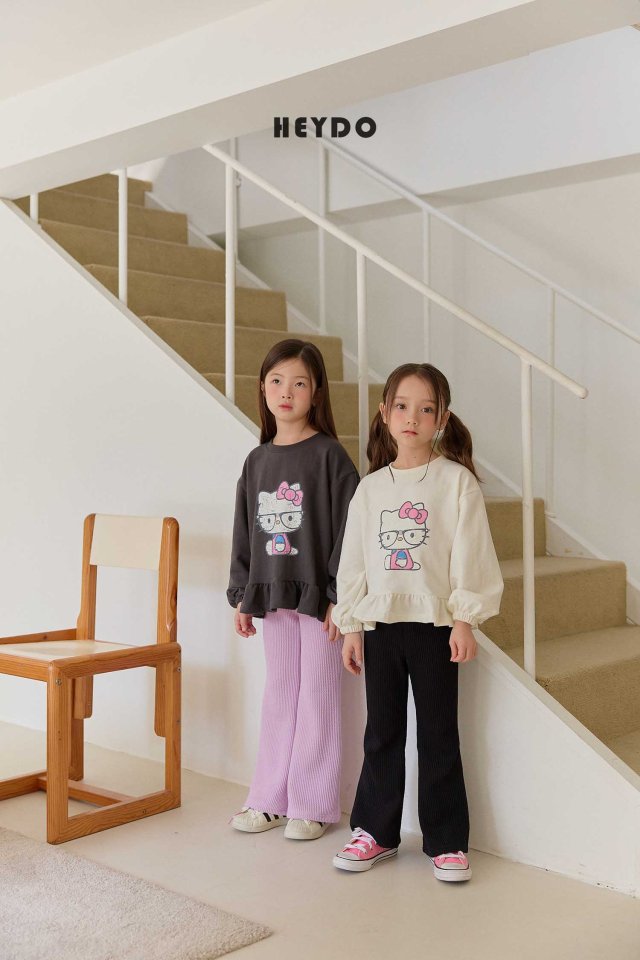 Heydo - Korean Children Fashion - #kidsshorts - Glasses Cat Frill Tee - 11