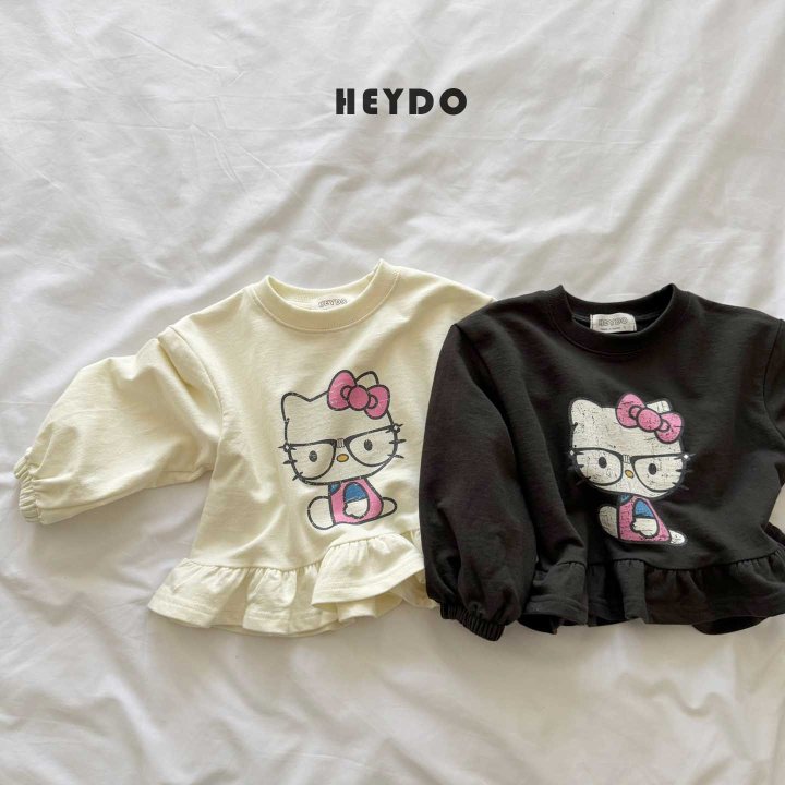 Heydo - Korean Children Fashion - #minifashionista - Glasses Cat Frill Tee
