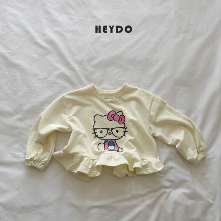 Heydo - Korean Children Fashion - #todddlerfashion - Glasses Cat Frill Tee - 3