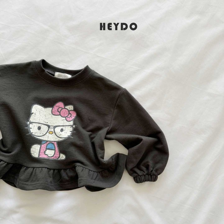 Heydo - Korean Children Fashion - #todddlerfashion - Glasses Cat Frill Tee - 4