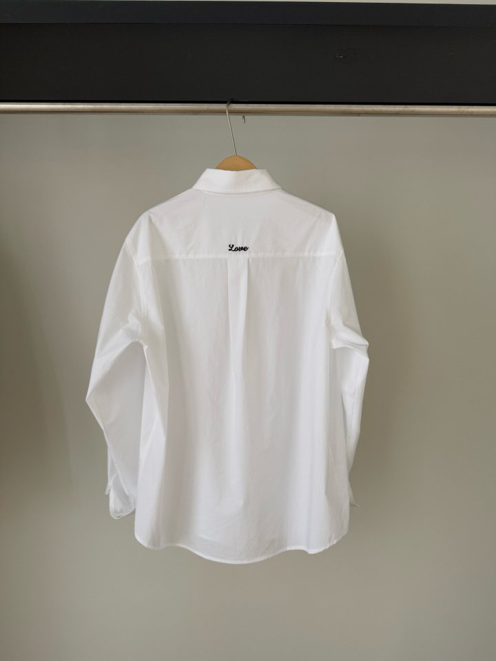 Hiyann - Korean Women Fashion - #momslook - Love Embroidery Shirt - 5