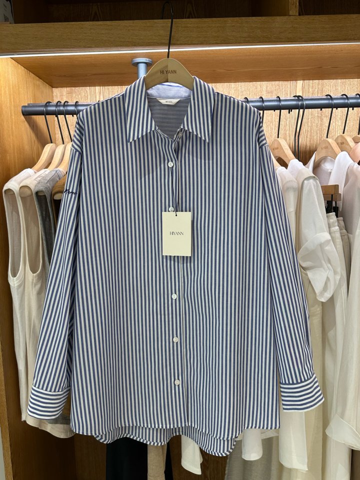 Hiyann - Korean Women Fashion - #vintageinspired - Marine Stripe Shirt - 2