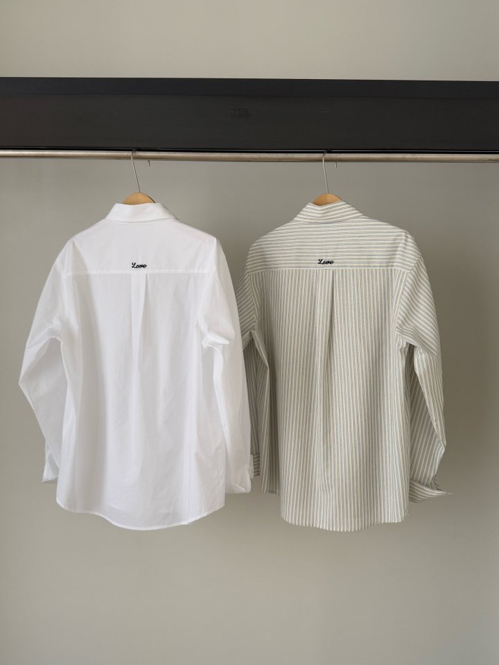 Hiyann - Korean Women Fashion - #womensfashion - Love Embroidery Shirt - 2