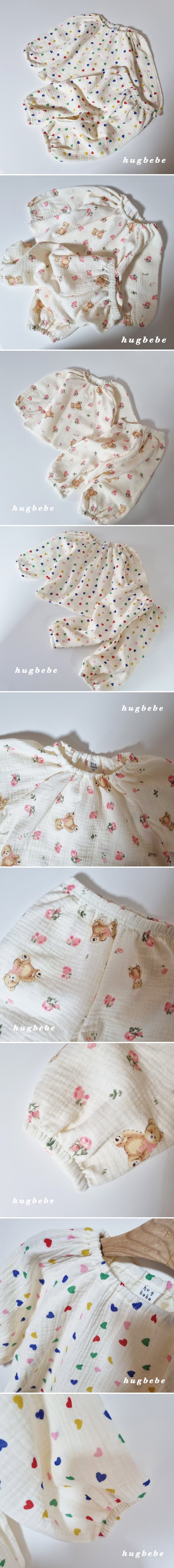 Hug Bebe - Korean Children Fashion - #Kfashion4kids - Heart Flower Bear Muslin Blouse