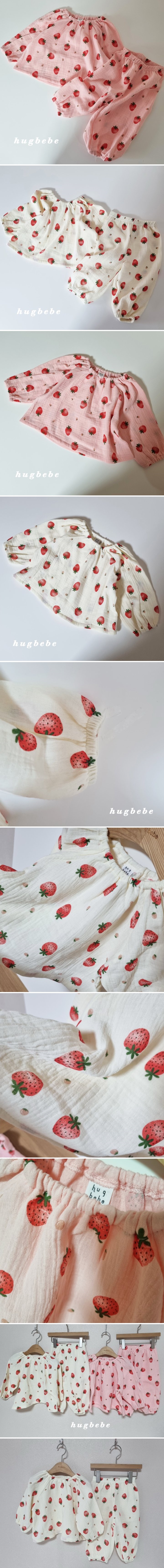 Hug Bebe - Korean Children Fashion - #kidzfashiontrend - Strawberry Muslin Blouse