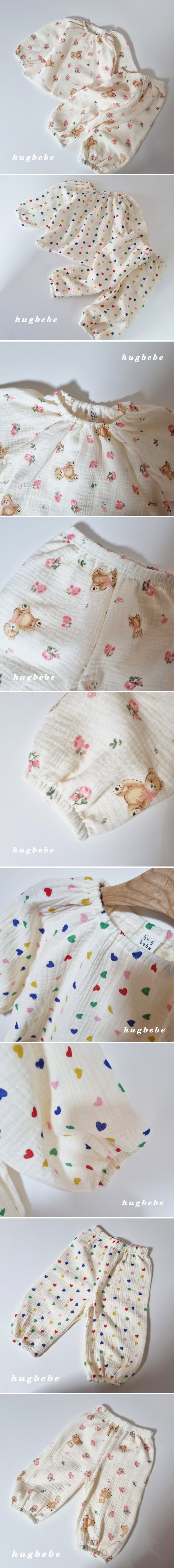Hug Bebe - Korean Children Fashion - #toddlerclothing - Heart Flower Muslin Pants