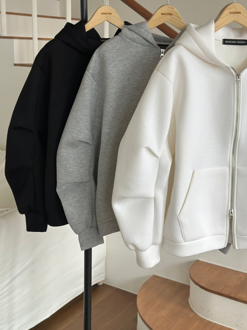 Inssense - Korean Women Fashion - #momslook - Oversized Neoprene Balloon Zipped Hoodie - 11