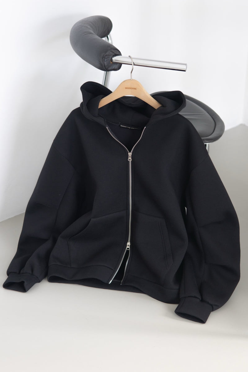 Inssense - Korean Women Fashion - #momslook - Oversized Neoprene Balloon Zipped Hoodie - 7