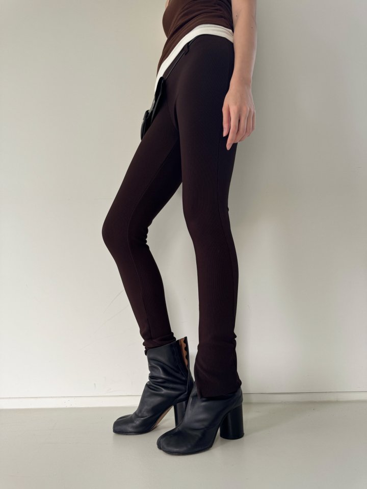 Inssense - Korean Women Fashion - #momslook - Belted Detail Side Slit Zipper Leggings Pants - 6