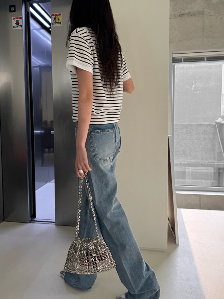 Inssense - Korean Women Fashion - #momslook - Stripe Layered Detail Short Sleeved Tee - 6