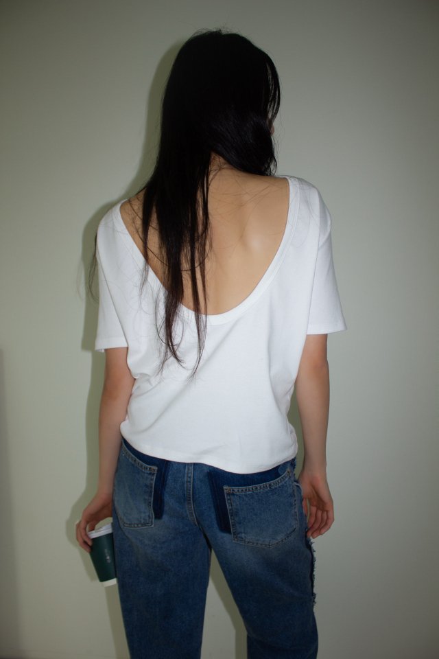 Inssense - Korean Women Fashion - #momslook - Cotton Modal Loosefit Backlesss Tee - 3