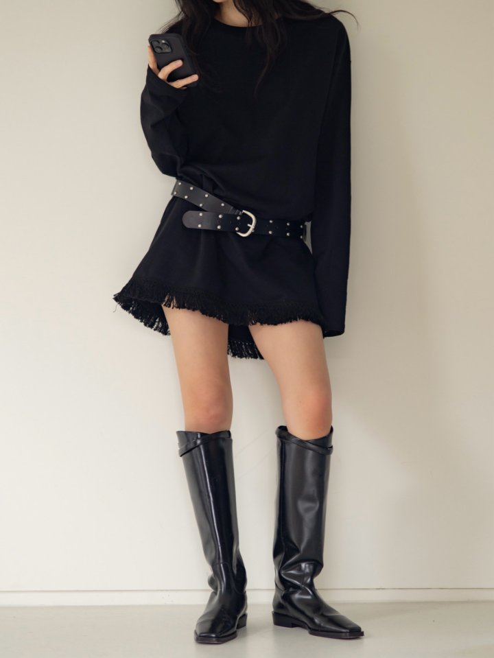Inssense - Korean Women Fashion - #momslook - Fringe Detail Sweat Mini One-piece - 2