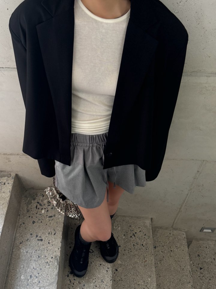 Inssense - Korean Women Fashion - #thatsdarling - Stripe Panel Drawstring Shorts - 8