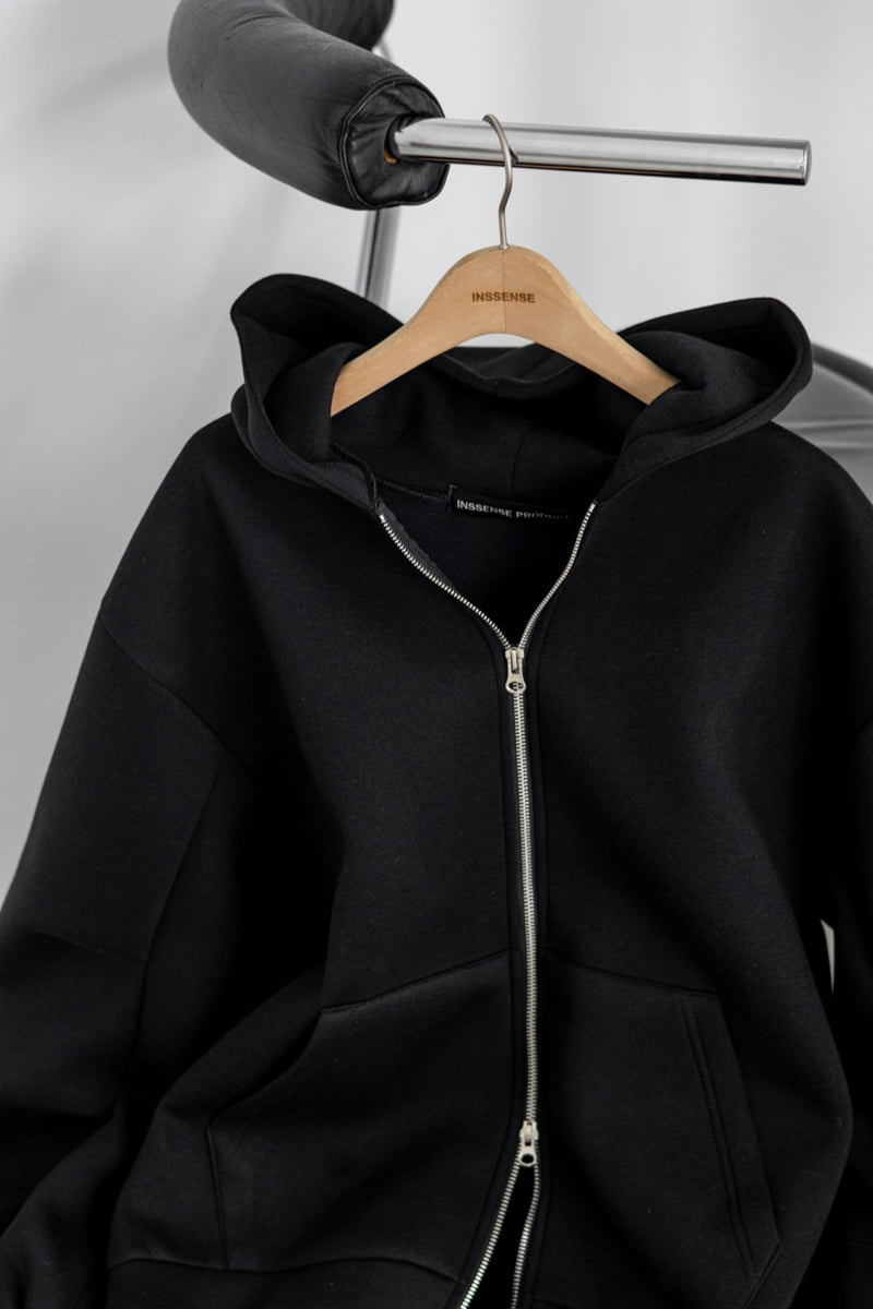 Inssense - Korean Women Fashion - #womensfashion - Oversized Neoprene Balloon Zipped Hoodie - 8