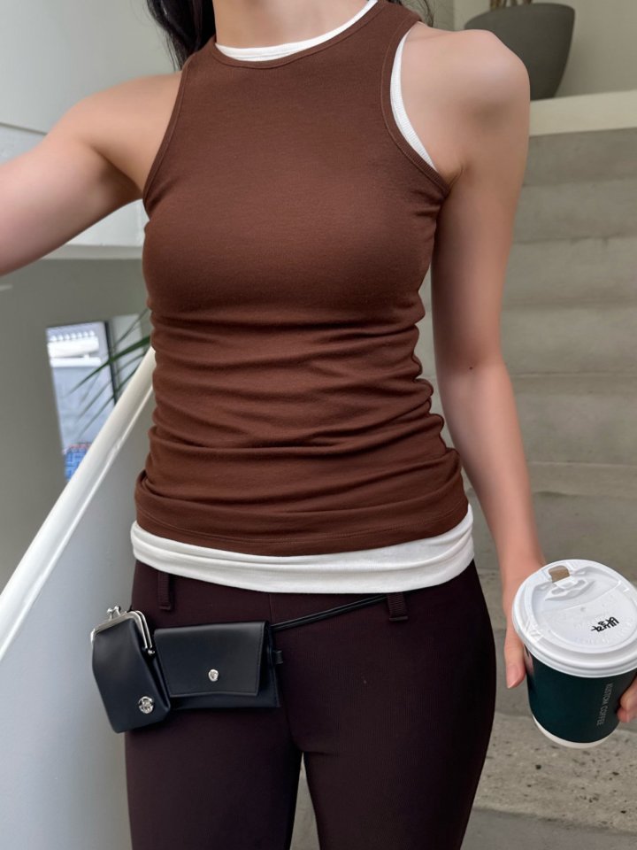Inssense - Korean Women Fashion - #momslook - Soft Texture Loosefit Sleeveless Tee - 4