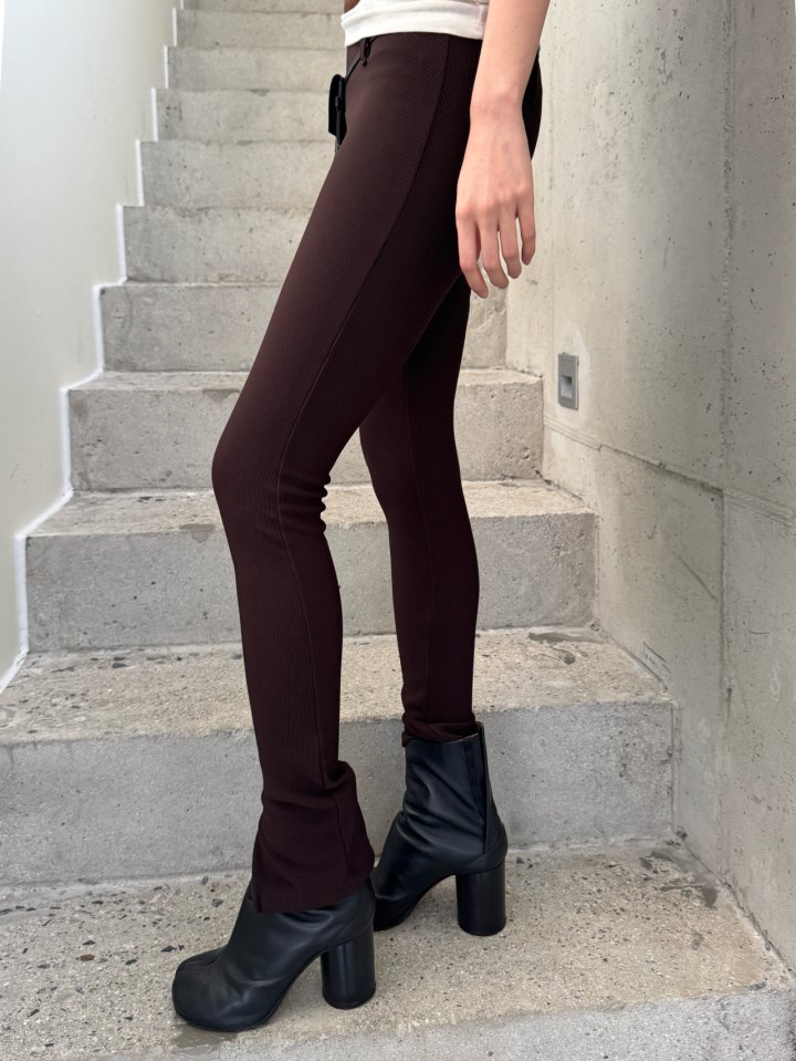 Inssense - Korean Women Fashion - #womensfashion - Belted Detail Side Slit Zipper Leggings Pants - 5