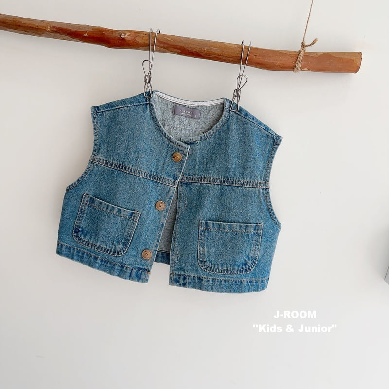J-Room - Korean Children Fashion - #childofig - Label Denim Vest
