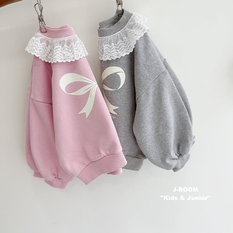 J-Room - Korean Children Fashion - #childofig - Ribbon Lace Sweatshirts - 4
