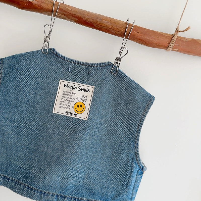 J-Room - Korean Children Fashion - #designkidswear - Label Denim Vest - 4