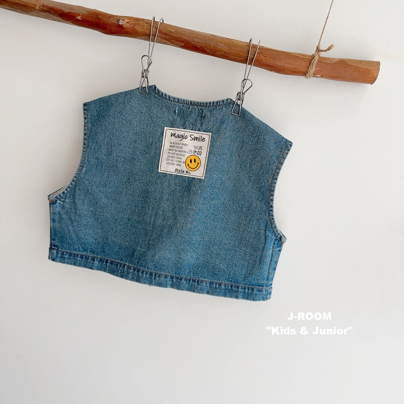 J-Room - Korean Children Fashion - #littlefashionista - Label Denim Vest - 2