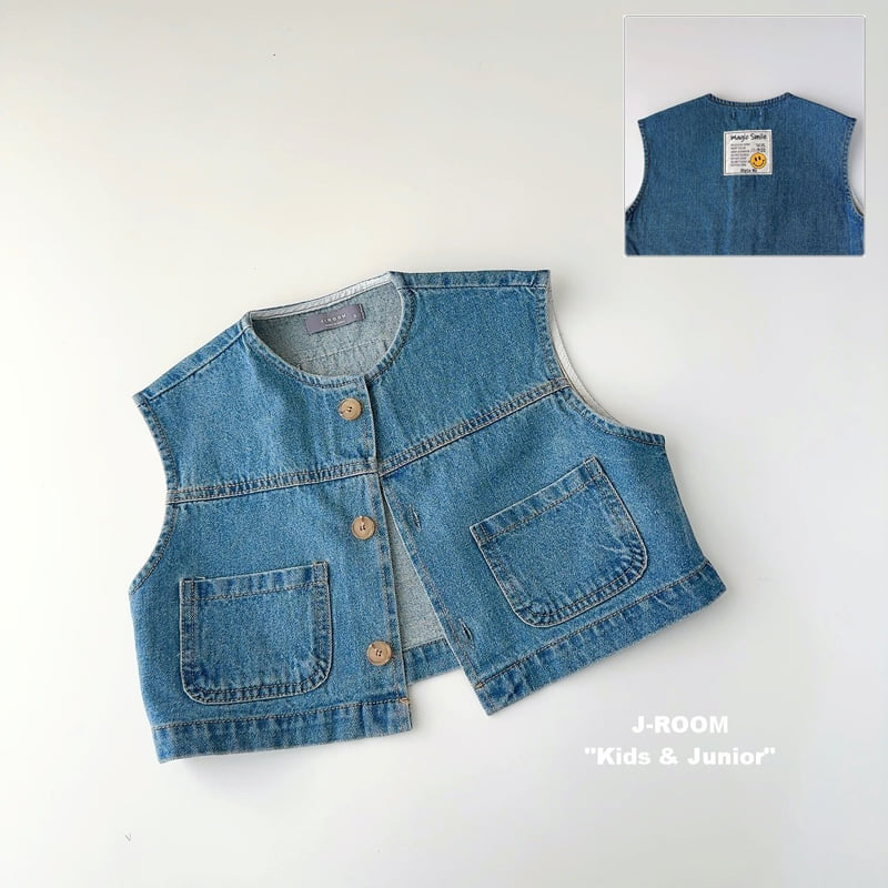 J-Room - Korean Children Fashion - #magicofchildhood - Label Denim Vest - 11
