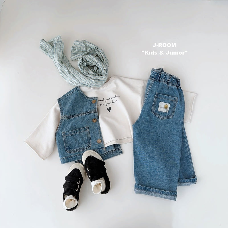 J-Room - Korean Children Fashion - #minifashionista - Pocket Label Wide Denim Pants - 8