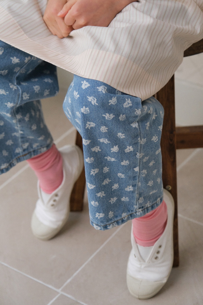 Jejeunosity - Korean Children Fashion - #kidzfashiontrend - Cherry Blossom Denim Pants - 12