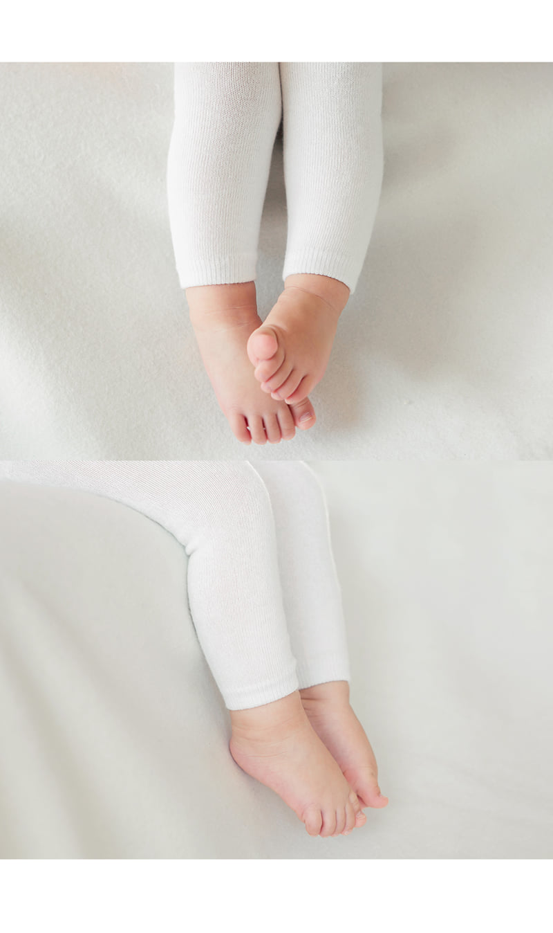 Kids Clara - Korean Baby Fashion - #babyboutique - White Plain Baby Leggings-R (set of 5) - 3